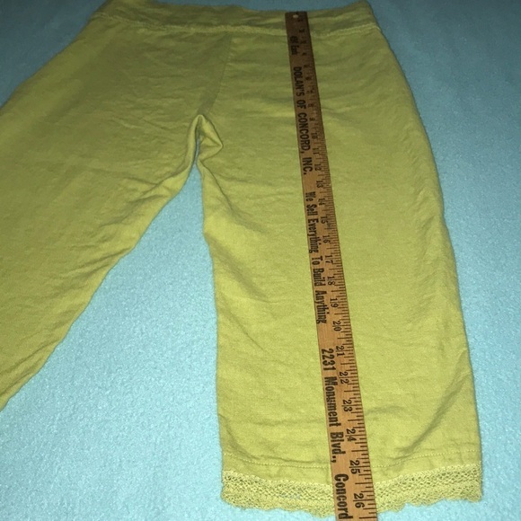 TERRAMODA crop crocheted details vintage pants chartreuse size M - Picture 8 of 12
